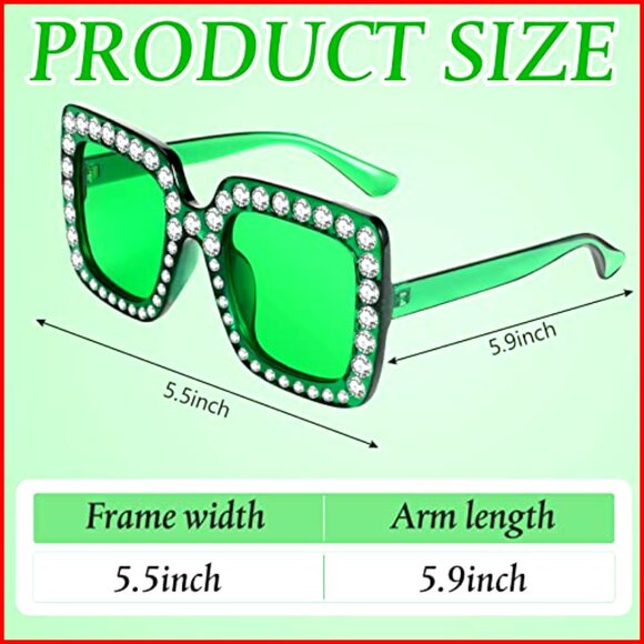 Oversized Square Rhinestone Sunglasses Retro Thick Frame Glitter Diamond Bling main image 5